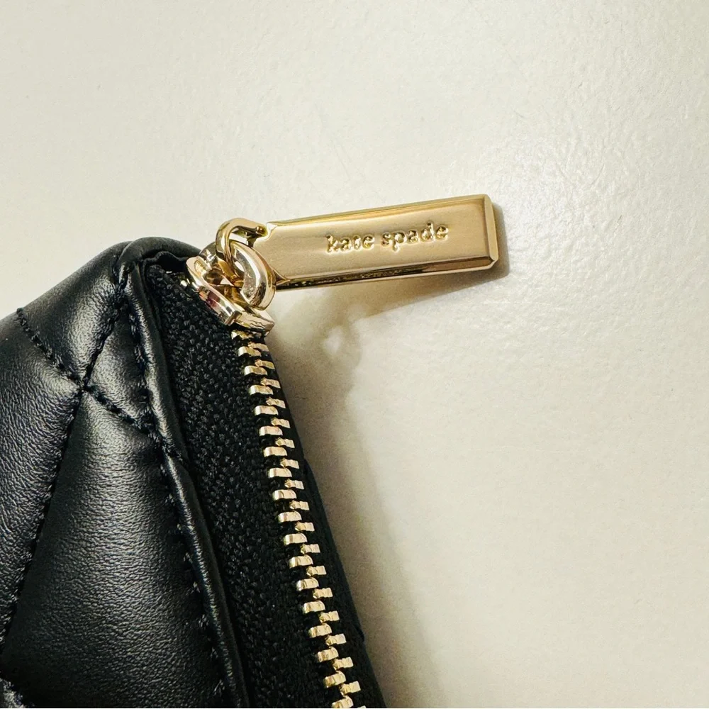 Kate Spade Quilted Black Leather Zip Around Wallet NWT - Picture 9 of 16